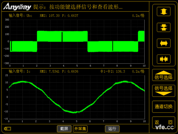 分析儀實(shí)時(shí)測試波形
