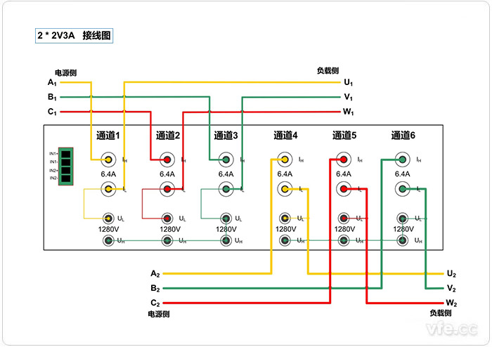 便攜式功率分析儀2*2V3A接線示意圖 便攜式功率分析儀2*2V3A接線示意圖